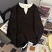 Men's Waffle Knit Long Sleeve T-Shirt - Cleanfit Vintage Style Oversized Casual Top For Spring & Autumn_viptrois.com
