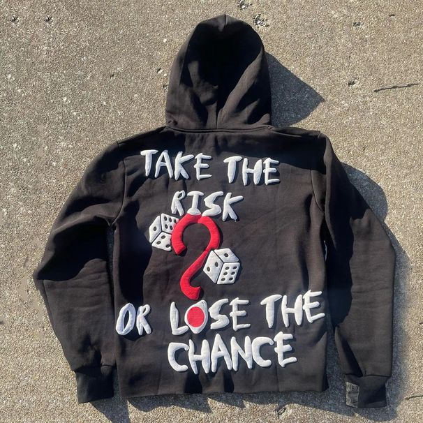 New TAKE THE&ISK Question Mark Hoodie Pullover Versatile Hooded Sweatshirt_viptrois.com