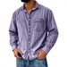 Men's Vintage Washed Cotton Shirt – Distressed Collar & Chest Pocket, Breathable Long Sleeve (S-XXXXL, Classic Solid Colors)_viptrois.com