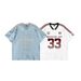 Jersey Loose Short T-shirt For Men And Women 2024 Summer New High Street American Style Off Shoulder Half Sleeved Top_viptrois.com