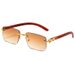 Men's Sunglasses New Fashion Frameless Sunglasses For Men With Personalized Leopard Wood Grain Temples Square Frame Sunglasses For Women_viptrois.com