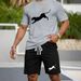 Men's Leopard Print 2-Piece Set Crew Neck Short Sleeved Shirt And Shorts Casual Fashion New_viptrois.com