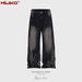 Man's clothing Men's and women's wash water to do old pants men's and women's laser texture white straight leg high street style jeans_viptrois.com
