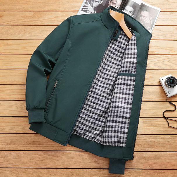 Men's Business Casual Stand Collar Jacket Plus Size Loose Dad Top Spring Autumn New_viptrois.com