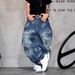 Men's Clothing Vibe Niche Trend Brand Handsome Big Hole Beggar Jeans Men Cityboy Wasteland Dirty Wash Wide Leg Long Pants_viptrois.com