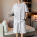 Men's Clothing Plaid Full Print Short Sleeved Shorts A Complete Set Of Men's Clothing Handsome Casual Sports Suit Two Piece Set_viptrois.com