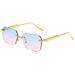 POLYGON WOOD - Frameless Gradient Sunglasses (Geometric Design, Wood Accent Temples, Hot Seller)_viptrois.com