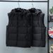 Men's Winter Padded Vest With Detachable Hood, Slim Fit, Thickened Polyester, Plus Size Available (Black/Grey, L-7xl)_viptrois.com