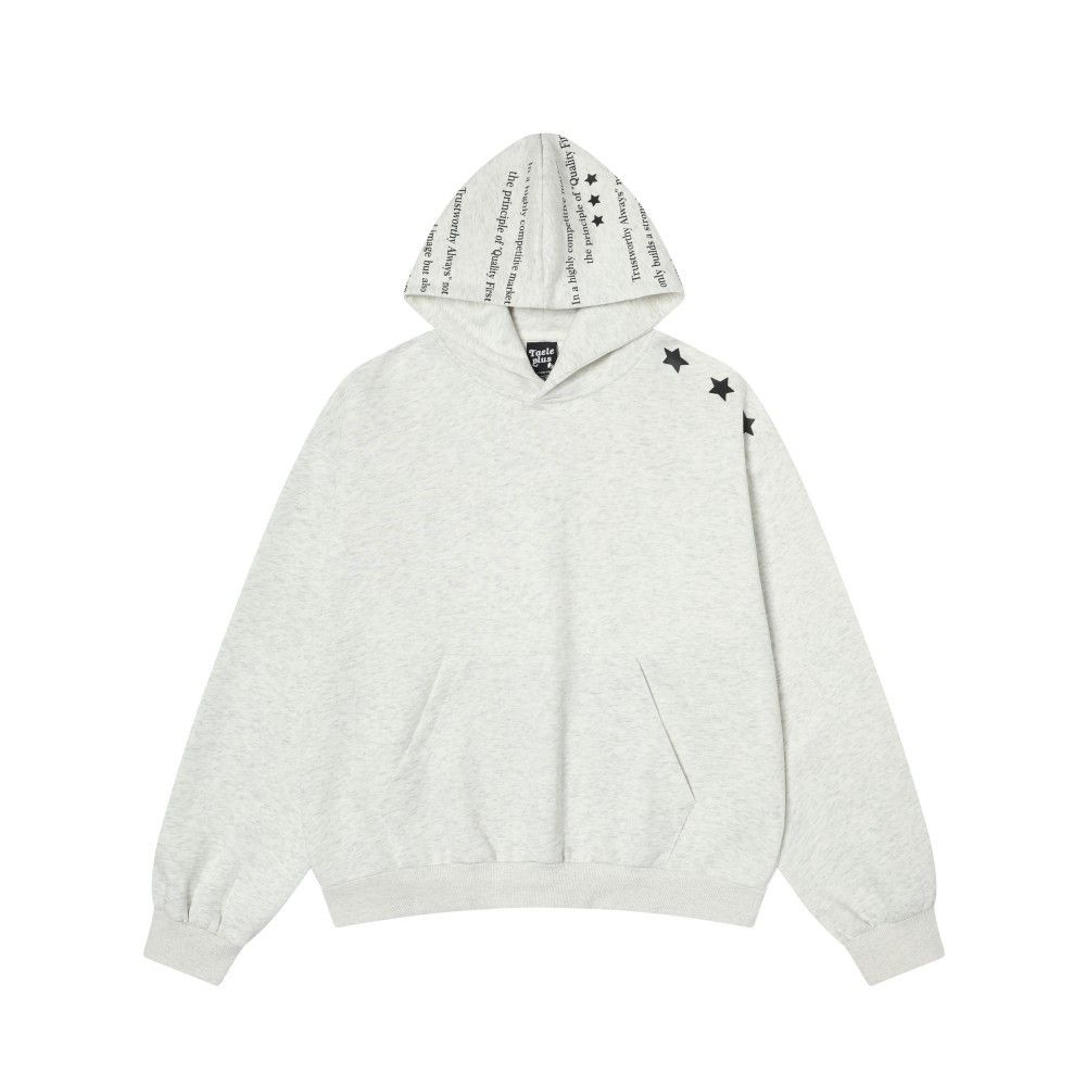 High Street Star English Print Hooded Men's Autumn And Winter Loose Pullover Personalized Design Sweatshirt_viptrois.com