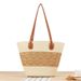 Striped Large Capacity Tote Bag with Premium Texture Hand Woven Beach Bag Versatile Shoulder Bag Suitable for Vacation Travel_viptrois.com