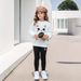 Mother & Kids INS Girls Girls Retro Cat Print Round Neck Sweatshirt Trousers Casual Stylish Children's Suit_viptrois.com