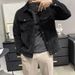 Men’s Wool-Blend Short Lapel Coat – Lightweight Winter Jacket (Black/Apricot, S-XXXL)_viptrois.com