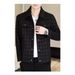 Men's Clothing Autumn And Winter Middle Aged And Young People Houndstooth Trend Fashion Short Lapel Casual Jacket Leather Coat Men_viptrois.com