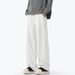 Men's Fleece Lined Heavyweight Sweatpants Winter Style White Floral Gray Floor Length Curved Sash Casual Unisex Pants_viptrois.com