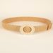 Women Braided Belts Fashion Woven Pearl Buckle Elastic Pp Grass Belt With Floral Skirt Decorated Long Gown_viptrois.com