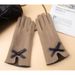 Gentle Bow Winter Driving Gloves For Women, Thickened And Fleece-lined, Warm, Windproof, Woolen, Finger-separated,_viptrois.com