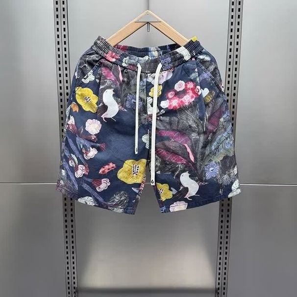 Men's Floral Quick Drying Casual Pants Loose Oversized Shorts Summer Beach Trendy Five Point Sporty_viptrois.com