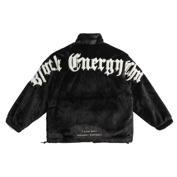 Men's clothing letter flocking embroidered polar fleece cotton jacket winter men's padded padded jacket with stand-up collar_viptrois.com