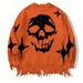 Gothic Hip Hop Streetwear Sweater With Skull Jacquard & Distressed Details – Oversized Unisex Knit Pullover For Men & Women_viptrois.com