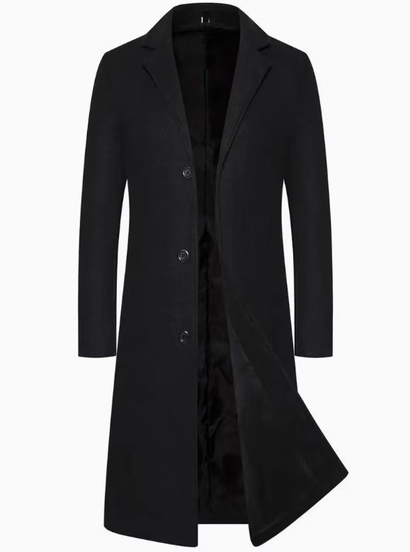 2025 European And American Sizes Men's Casual Entertainment Plus Long Knee Woolen Classic Elegant Coat Trench Coat_viptrois.com