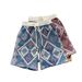 Men's Hawaiian Print Diamond Knit Shorts - Summer Beach Boardwalk Casual Shorts With Ethnic Embroidery_viptrois.com