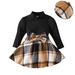 Children's clothing fashion girls' suit knitted top plaid skirt beret three-piece set_viptrois.com