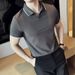 Summer Mercerized Pearl Cotton Lapel Collar Short-sleeved Polo Shirt Men's Business Light Luxury Solid Color Casual Top V-neck T-shirt Tide_viptrois.com