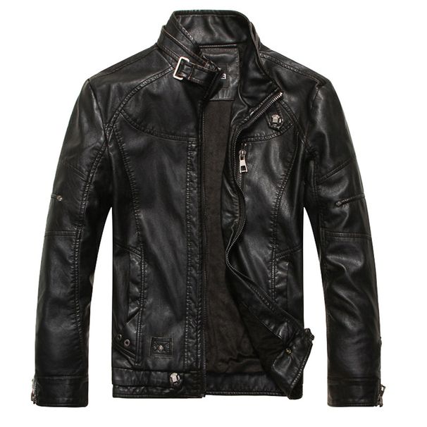 Men's Clothing Leather Jacket European And American Fashion Men's Motorcycle PU High Quality Leather Jacket Plus Velvet Leather Jacket Trendy Brand_viptrois.com