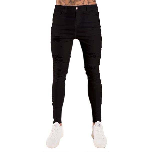 Men's ClothingNew Men's Pants Autumn White Ripped European And Black Slim High Waist Jeans Men's Wear_viptrois.com