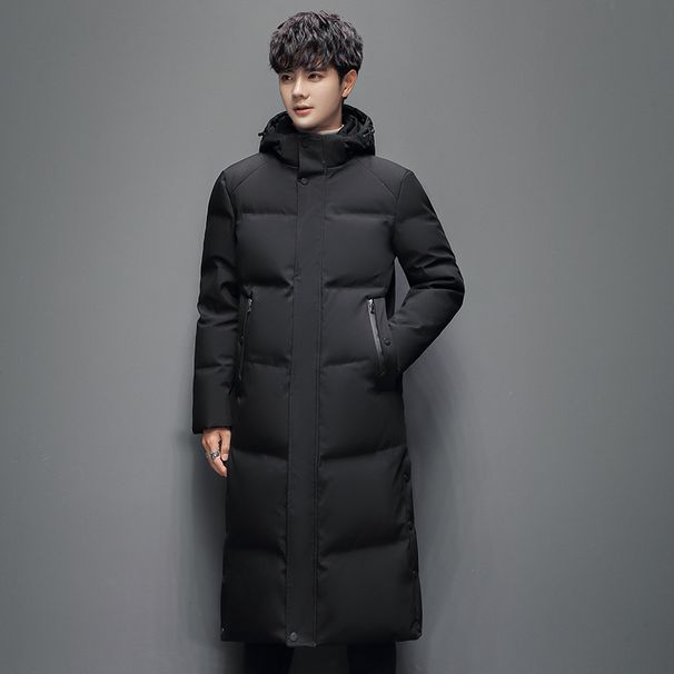 Men's Clothing Knee Length Down Jacket For Men Winter Middle Aged And Young Men With Hooded Fur Collar Fashionable Casual Warm Coat Business Suit_viptrois.com