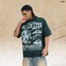 T-shirt Lawfoo Red Washed American Style Trendy Brand With Large Print_viptrois.com