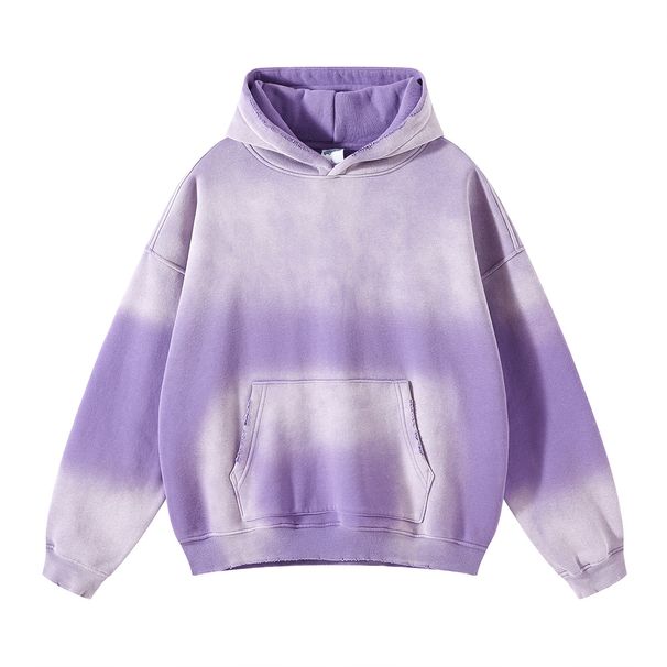 Vintage Washed Gradient Hoodie – Oversized Fleece-Lined Streetwear Sweatshirt With Drop Shoulder_viptrois.com