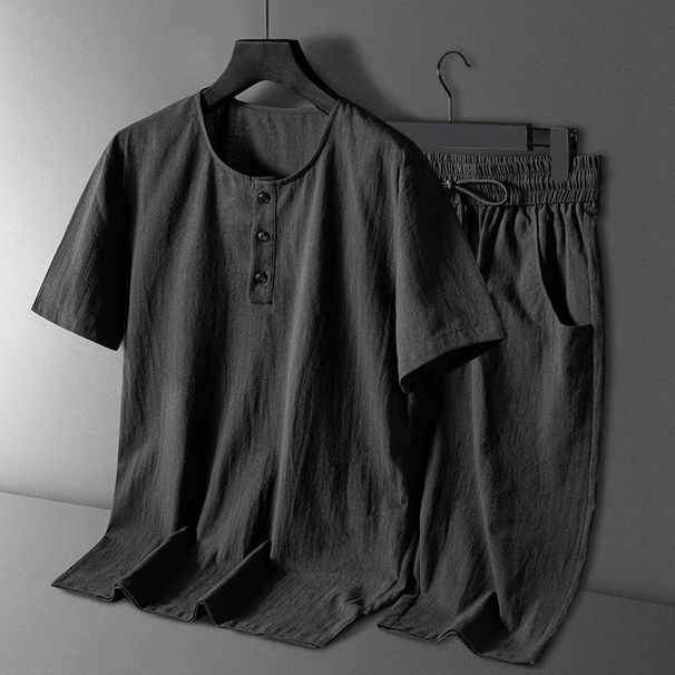 Men's Clothing Summer Suit Tang Suit Middle Aged And Elderly Summer Suit Men's Chinese Style Cotton And Linen Short Sleeve Shorts Hanfu Retro Suit_viptrois.com