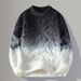 Men's Gradient Color Sweater - Trendy Round Neck Pullover For Youth & Adults (Khaki/Black-White/Greyish/Bluish, M-4XL_viptrois.com