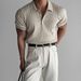 Men's Clothing Niche Short Sleeved Knitted Polo Shirt Men's Summer American Fitness Slim Stretch T Shirt Lapel Retro Top_viptrois.com