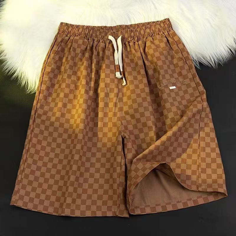 Unisex Checkered High-Street Loose Fit 5-Inch Shorts Retro American Style Casual Athletic Shorts_viptrois.com