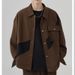 Contrasting Color Splicing Design Lapel Jacket Loose Autumn Korean Version Casual Coat Men_viptrois.com