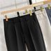 Men's Clothing Men's Drapey Small Straight Trousers Summer Thin Ice Silk Casual Tapered Trousers Nine Point Trousers_viptrois.com
