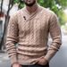 Loom Foreign Trade Cross-Border Men's Fashion European American Spring And Autumn Thin Knitted Top With Classic Twist Collar_viptrois.com