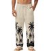 Men's Clothing Men's Loose Straight Leg Linen Trousers Style All Seasons Hawaiian Beach Vacation Casual Printed_viptrois.com