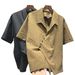 Men's Summer Style Irregular Diagonal Placket Short Sleeve Shirt Loose Fit Versatile Casual Suit Trendy Clothing_viptrois.com