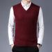 Men's V-Neck Sleeveless Sweater Vest - Slim Fit Knit Pullover For Autumn & Winter - Casual Solid/Checkered/Floral Pattern_viptrois.com