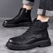 European Warm Series Martin Autumn Winter Warm British Style Men's Plush Lined Leather Shoes High Top Work Boots_viptrois.com