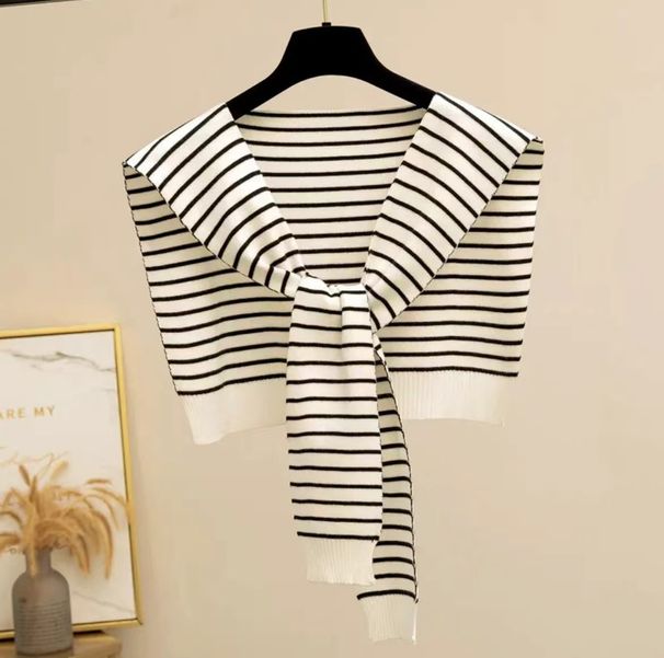 2024 New Knitted Striped Shawl High-End Women's Summer Air-Conditioned Room Neck Warmer Vest Autumn Winter Warm Scarf_viptrois.com