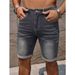 Men's Stretch Denim Shorts 5-Inch Inseam Slim Fit Vintage Washed Casual Streetwear Short Pants For Teen Boys_viptrois.com