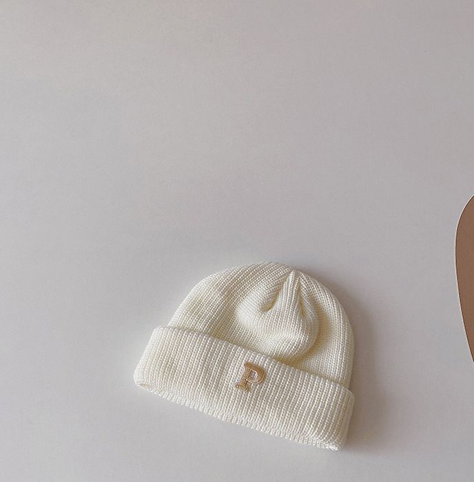 Kids'hats Randy solid color knitted hat letters boys and girls baby woolen hat winter_viptrois.com