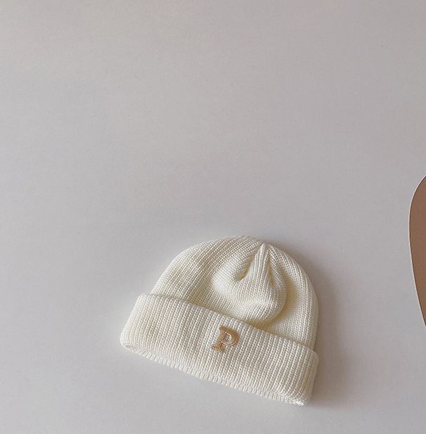 Kids'hats Randy solid color knitted hat letters boys and girls baby woolen hat winter_viptrois.com