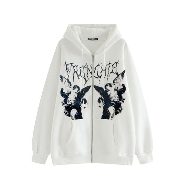 2021 New Hoodie Sweatshirt Loose Street Style Sports Zipper Cardigan Y2K Jacket Women_viptrois.com