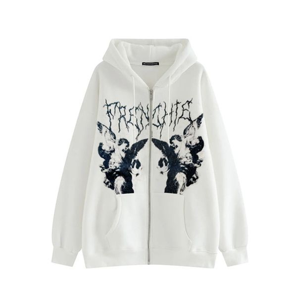 2021 New Hoodie Sweatshirt Loose Street Style Sports Zipper Cardigan Y2K Jacket Women_viptrois.com