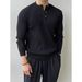 Monochrome Man- Spring And Autumn New Henry Collar Long Sleeve Knitted Sweater Men's Light Mature Slim Fit British Business Foreign_viptrois.com